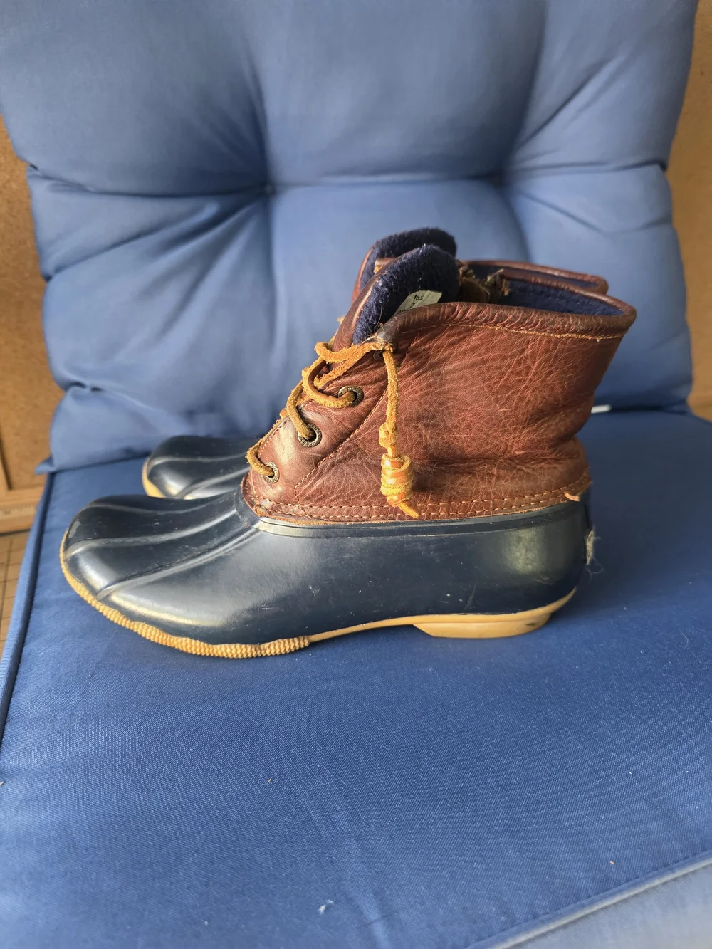 Sperry Saltwater Duck Boots STS91175 Brown Navy Waterproof Outdoor Women’s 7